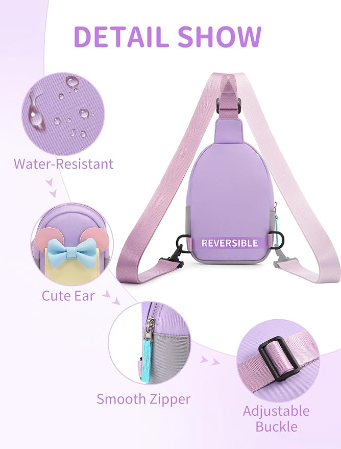Birthday Back to School Gifts for Girls 3-8, Kids Fanny Pack Toddler Purse | Cute Fashion Sling Crossbody Bag for 3 4 5 6 7 8 Year Old Girls with Adjustable Strap. Perfect for Travel Holiday Essentials