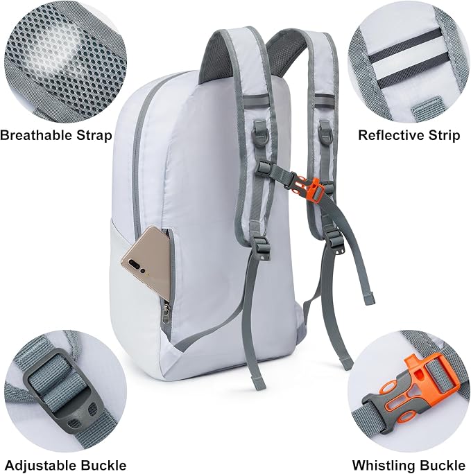 G4Free 24L Lightweight Packable Hiking Backpack Sport Travel Daypack Water Resistant for Women Men | Water Resistant Material, 11.4*7.9*18.5 in, Outdoor Sports, Travel, Hiking, Day trips, Cycling, Daily Use, Foldable Backpack