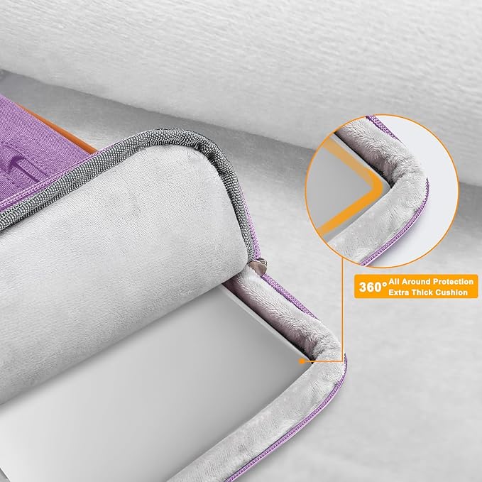 MOSISO 360 Protective Laptop Shoulder Bag,13-13.3 inch Computer Bag Compatible with MacBook Pro 14, HP, Dell, Lenovo, Asus Notebook,Side Open Messenger Bag with 4 Zipper Pockets&Handle, Lilac