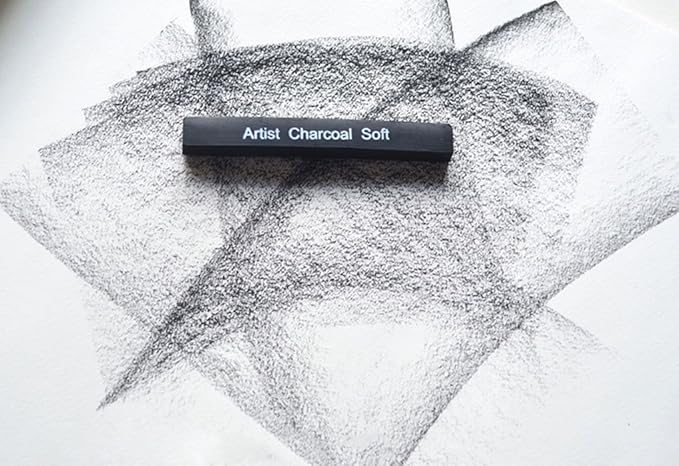 Artist Compressed Charcoal Sticks for Sketching, Drawing, Shading, Soft, Medium, Hard, Art Supplies Sketch Kits Tools, 6-Piece Boxed