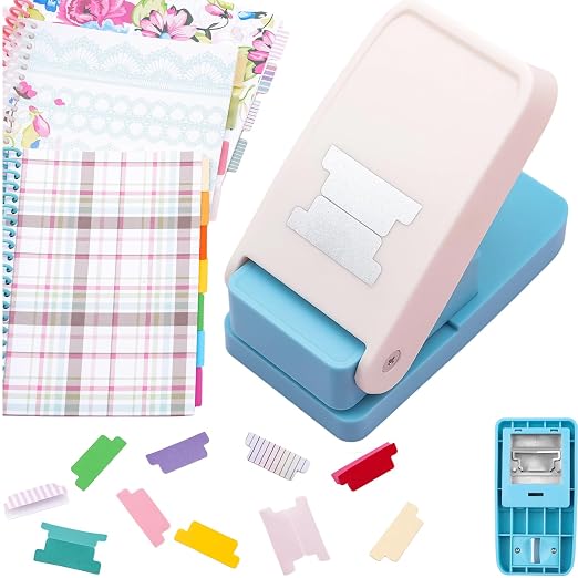 Tab Punch DIY Index Tabs Puncher Tag Punch Loose Leaf Separator Label Punch Craft Paper Punch for Scrapbooking, Journaling Tabs, Bible Tabs, Book Tabs, Notebooks, Planner Inserts, and More Projects