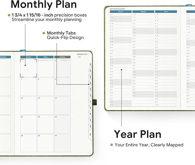 2026-2027 Weekly and Monthly Planner (July 2026–December 2027), 8.5"x11.5", Vertical Layout, 18 Months Agenda with Month Tabs & Pocket, Academic Calendar with Vegan Leather Cover,Sky Blue