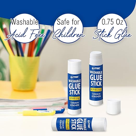 Glue Sticks Bulk Classroom, White Glue Sticks for Kids 24 Count, 0.75 Ounce, Washable All Purpose, for Kids, School and Home
