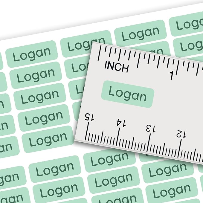 Personalized Mini Name Labels for Kids (210 Count) – Custom Waterproof Name Stickers for School, Daycare, Water Bottles, Lunch Boxes, Pencils, Supplies - Mint Cream