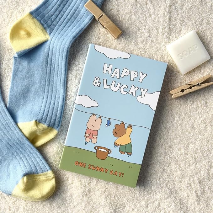 Monolike Happy and Lucky Littles Paperback Line Notebook - 03. Laundry_Design note, Mini note, Simple note, Notebook, 192 Pages, 4.13x6.69