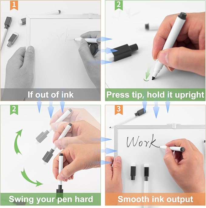 100 Pcs Black Magnetic Dry Erase Markers with Eraser Cap, White Board Mini Dry erase Markers Bulk, Fine Point Tip White Board Markers for Teachers Office School Supplies