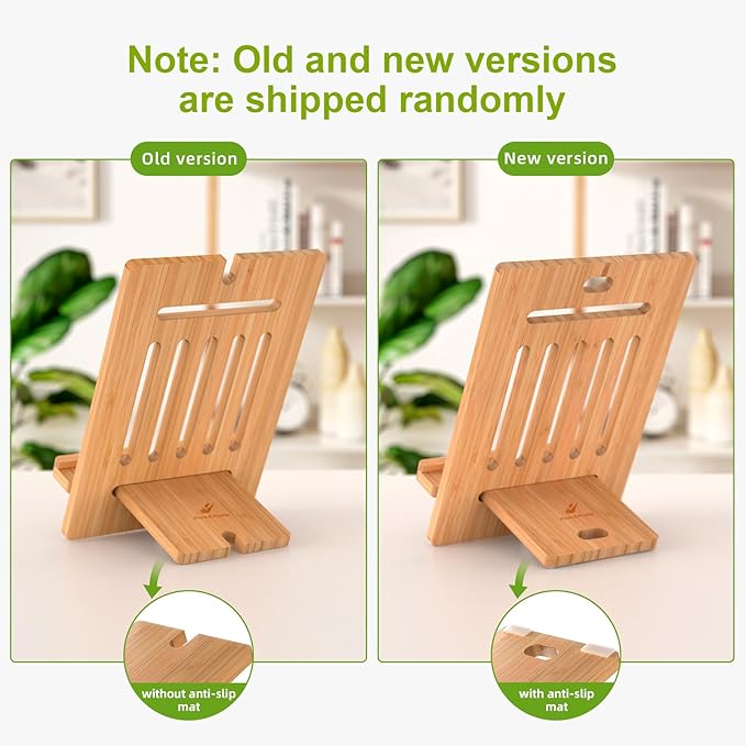 Pezin & Hulin Bamboo Tablet Stand Adjustable, Desktop Cell Phone Stand Holder Dock Compatible with Pad Air/Pro/Mini, E-Reader, Smartphone (Support to 4.7-13" Devices)-Bamboo