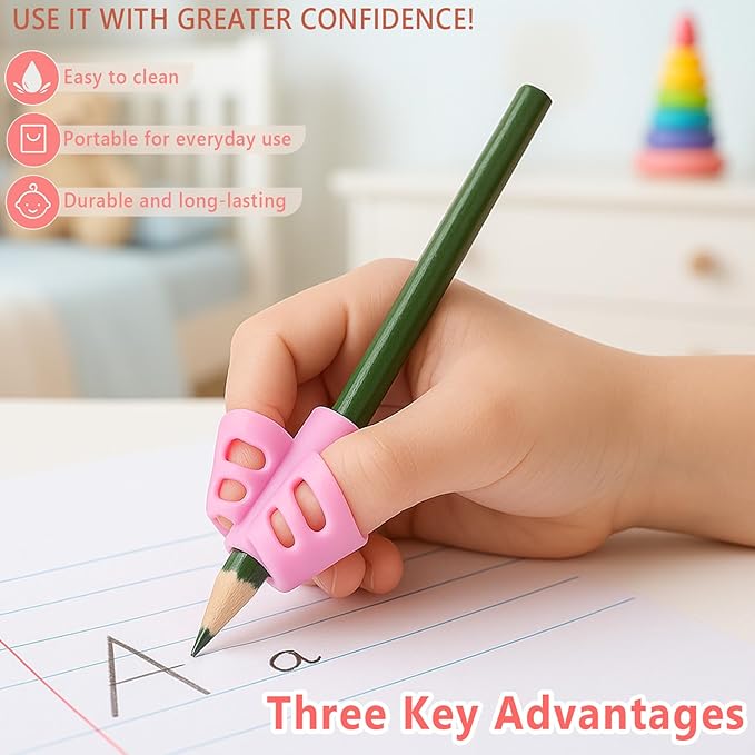 4-Pack Pencil Grips for Kids – Handwriting Trainer & Posture Correction Holder for Toddlers, Preschoolers, and Special Needs Children