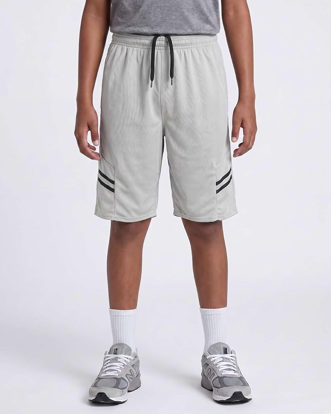 Real Essentials 5 Pack: Boys' Mesh Basketball Athletic Shorts with Pockets – Teen Kids Youth Quick Dry Soccer Running Gym