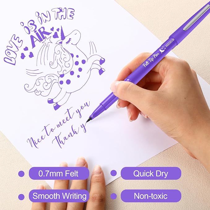 Fuyoooo 20 Pcs Felt Tip Pens 0.7mm Colored Felt Pens Marker Medium Point Journal Planner for Journaling Writing Note Taking Art Office Supplies