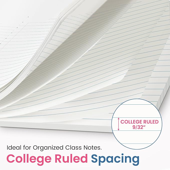 Taja College Ruled Composition Notebook 12 Pack School Supplies, 160 Pages