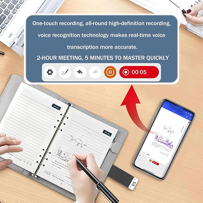 Smart Digital Sketchbook with A5 Erasable Paper Refill + 5 Spare Refills, Intelligent Digital Sketchbook Pro V2, Smart Sync Pen & Notebook, Drawing, Writing, Note-Taking,Grey b