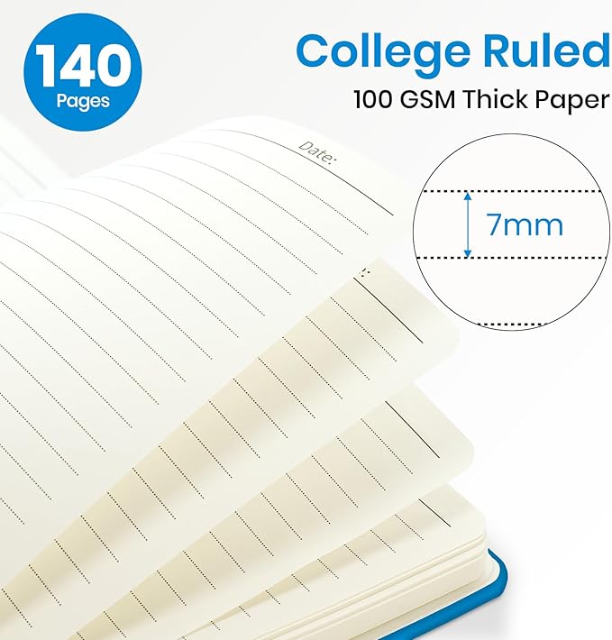 ZOTIA Lined Spiral Journal Notebook for Women, A5 College Ruled Journals for Writing, Hardcover Notebooks for Work, Note taking and Office School Supplies,140 Pages - Azure Blue