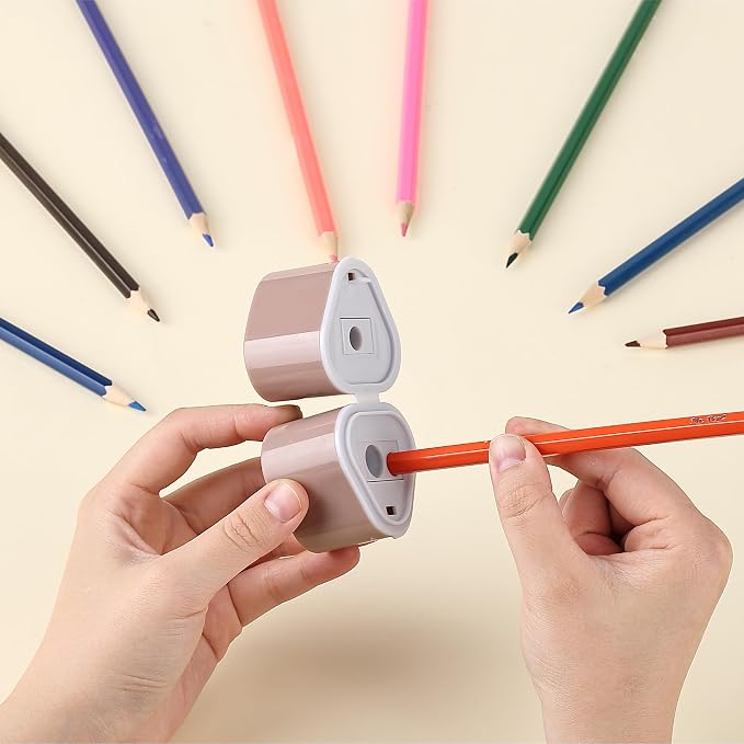 Mr. Pen- Pencil Sharpeners Manual, 3 Pack, 3 Holes, Colorful