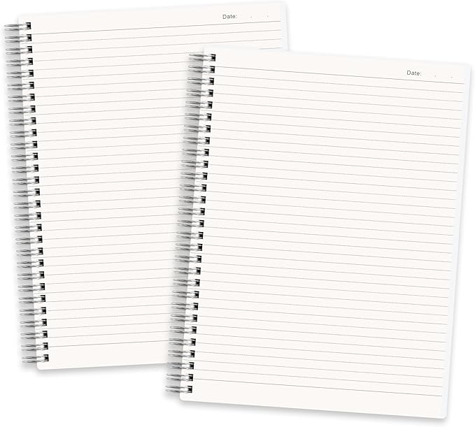 RETTACY Spiral College Ruled Notebook, 2-Pack, 160 Pages per Pack, B5 Medium Size (7.6" x 10"), for School, Work, Writing, Journaling, 100 GSM Thick Paper, Flexible Plastic Cover