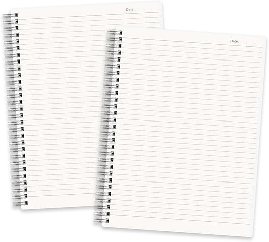 RETTACY Spiral College Ruled Notebook, 2-Pack, 160 Pages per Pack, B5 Medium Size (7.6" x 10"), for School, Work, Writing, Journaling, 100 GSM Thick Paper, Flexible Plastic Cover
