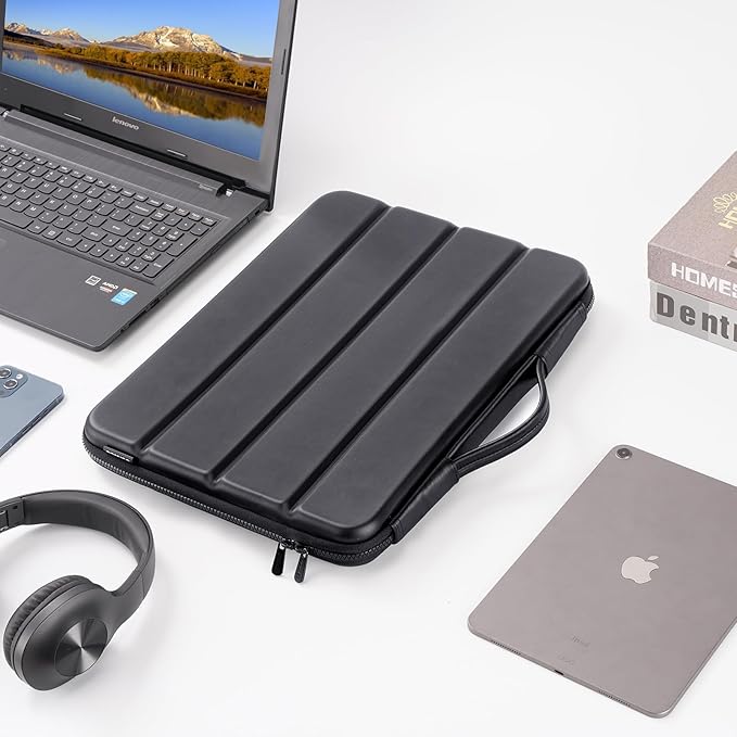 DOMISO 17 inch Laptop Sleeve with Handle Shockproof Computer Bag Waterproof EVA Protective Carrying Case for 17.3" HP Dell Lenovo Asus Laptop, Black