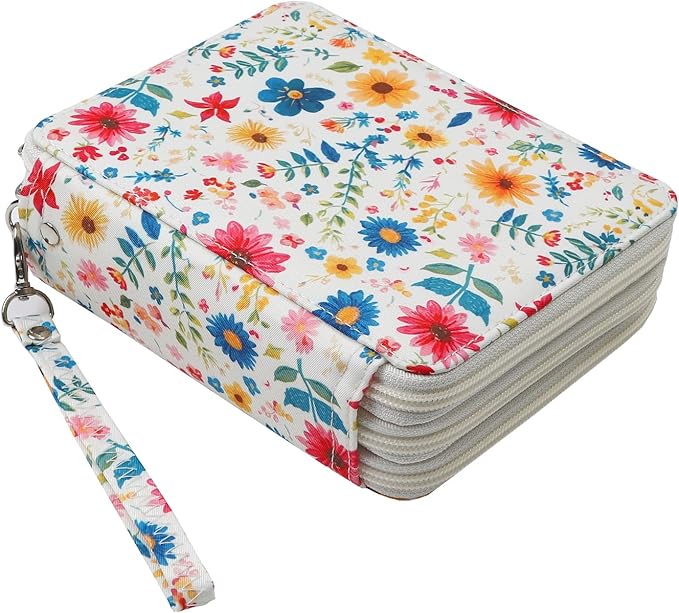 Portable Colored 72 Slots Pencil case Organizer with Printing Pattern for Watercolor Pens, Pencil Case Organizer for Artist