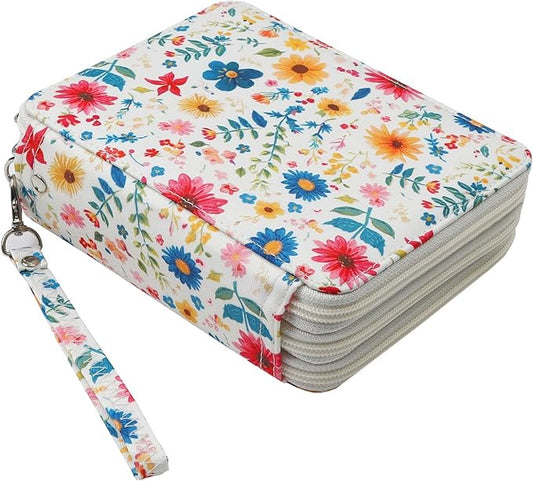 Portable Colored 72 Slots Pencil case Organizer with Printing Pattern for Watercolor Pens, Pencil Case Organizer for Artist