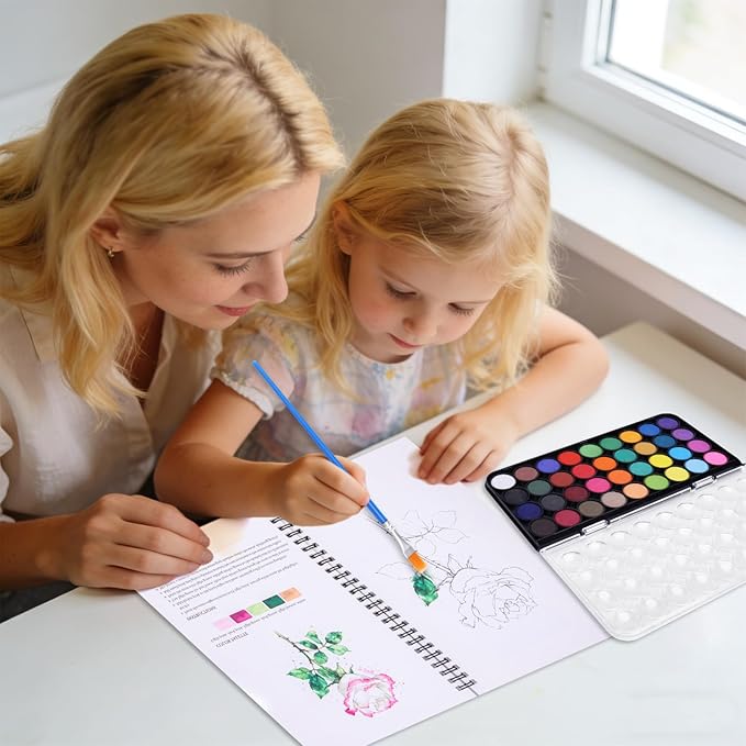 watercolor workbook - 13 Different Patterns of Original DIY Designs | water color book set| Watercolor Paint Set (including a 36-colors palette and brushes), suitable as an exploration gift for adults and teenagers (flowers & animals)