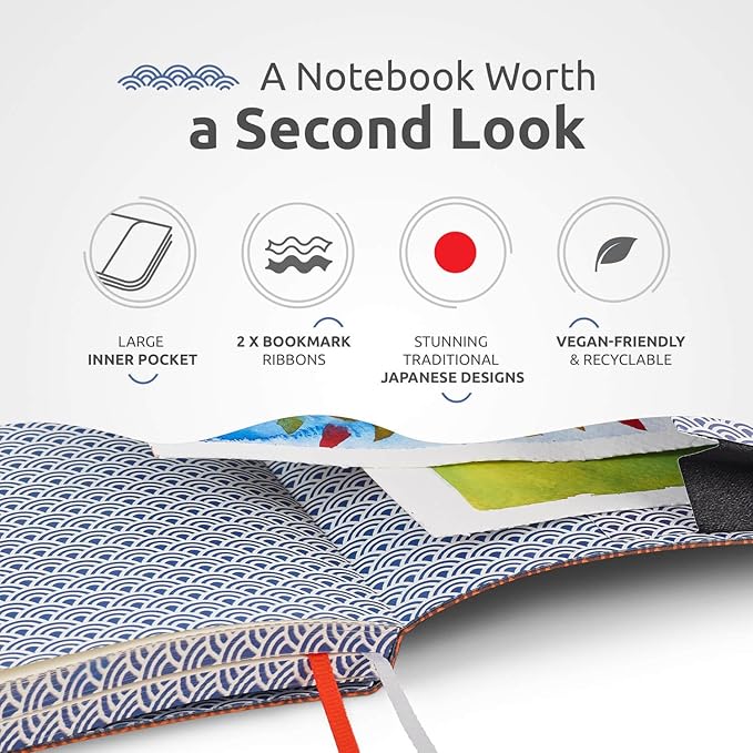 ZenART Supplies A5 Bullet Dotted Journal - Enjoy Bullet Journaling with a Soft Cover, Non-Bleed Thick 120gsm Paper with Japanese Edge Motif - Orange Faux Leather Lay Flat Dot Notebook
