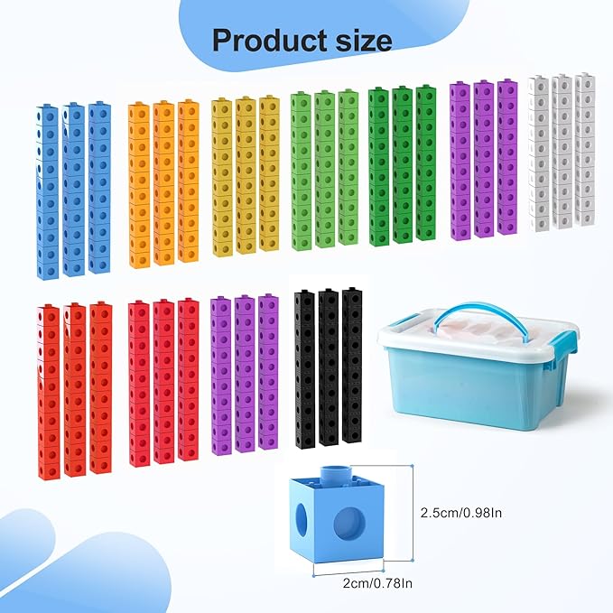 TOMMYHOME Math Linking Cubes with Box 301PCS, Preschool Math Manipulative, Kids Counting Blocks Play Set, Suitable for Learning Educational Supplies in Kindergarten. Great Gift for Boys & Girls (1)