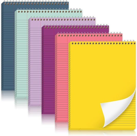 gisgfim 6 Pcs Pastel Rainbow Top Bound Spiral Notebooks 8-1/2" x 11" College Ruled Aesthetic Legal Pad Steno Pads Paper Notebook Wirebound Notepad for Writing School Office Business Supplies