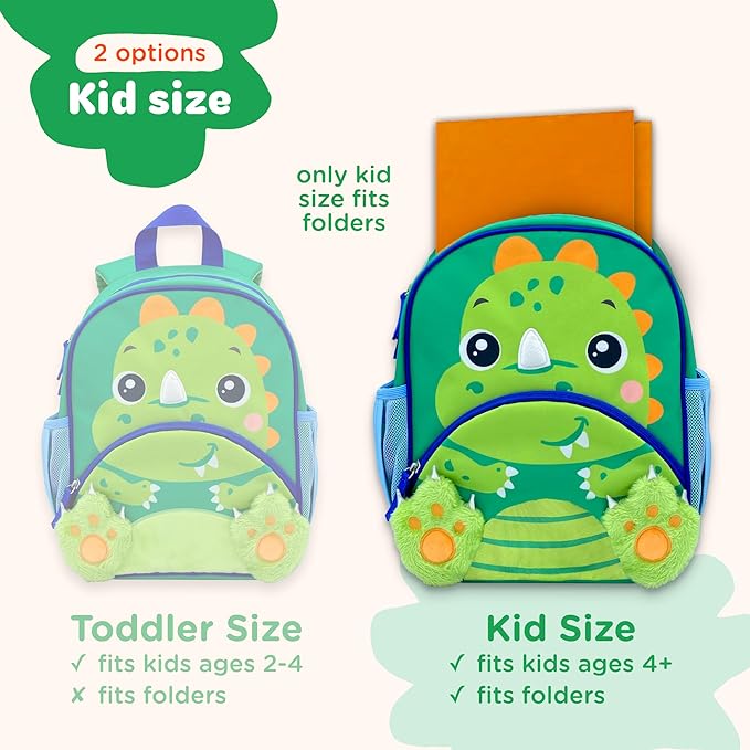 Move2Play, Dinosaur Kids Backpack | Kid Size | Back to School | Elementary, Kindergarten Book Bag | Designed for Boys & Girls Ages 4+ Year Olds | Travel Ready