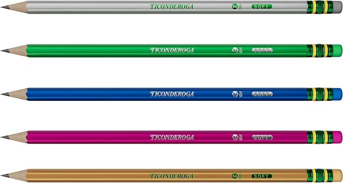 Ticonderoga Wooden Pencils, Pre-Sharpened, #2 HB Soft, Metallic Colors, 150 Count