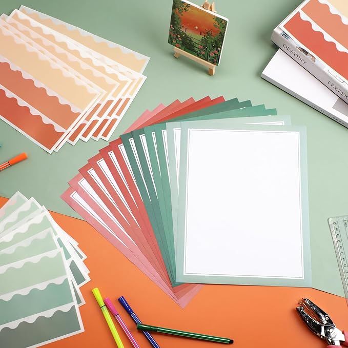 90 Pcs Science Fair Board Supplies Include 72 Trim Scalloped Bulletin Borders 18 Presentation Board Subtitles for Classroom Office Display(Bohemia)
