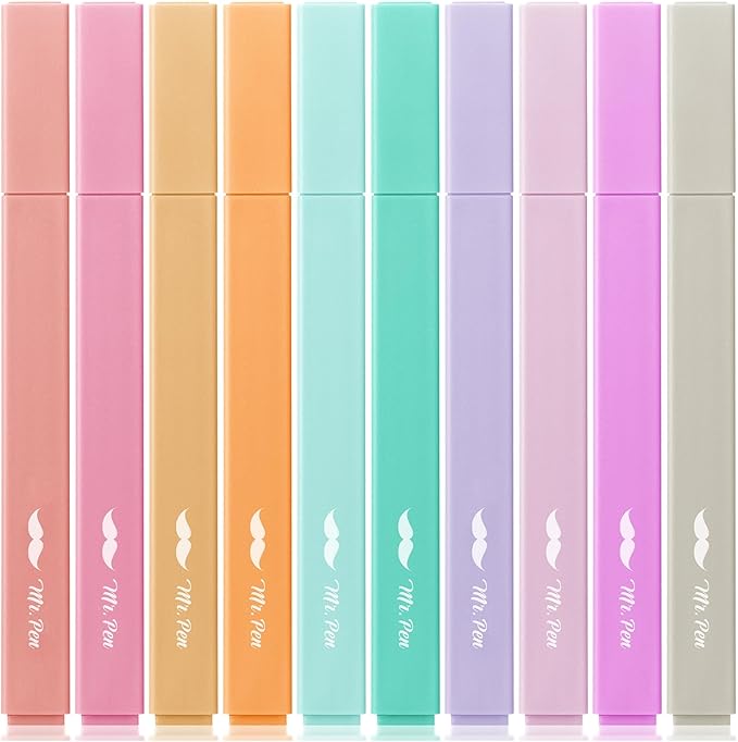 Mr. Pen- Aesthetic Highlighters No Bleed, 10 Pack, Candy Colors, Chisel Tip, Cute Highlighters Assorted Colors for Journaling, Highlighting, Underlining, Fast Dry, Back to School Supplies