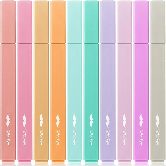 Mr. Pen- Aesthetic Highlighters No Bleed, 10 Pack, Candy Colors, Chisel Tip, Cute Highlighters Assorted Colors for Journaling, Highlighting, Underlining, Fast Dry, Back to School Supplies