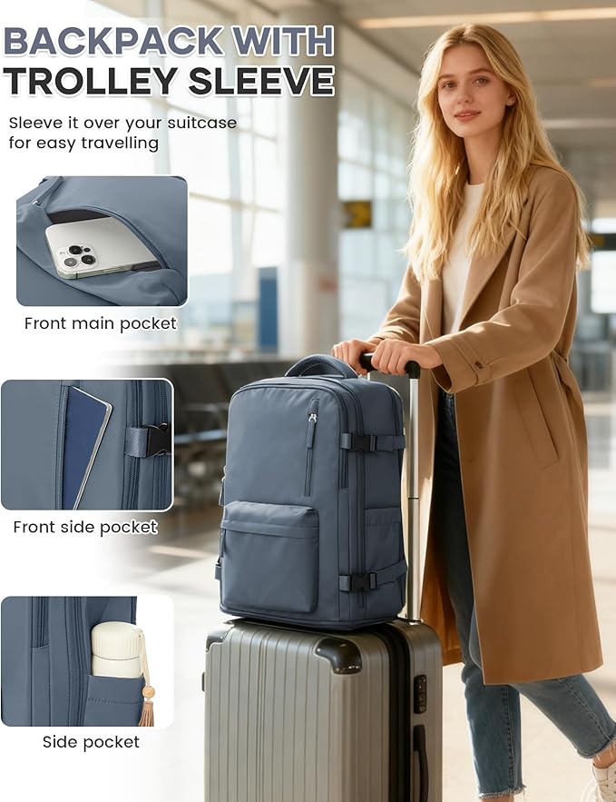 WONHOX Large Travel Backpack Carry on Flight Approved Laptop Work Business Backpack for Women Men Mochila de Viaje