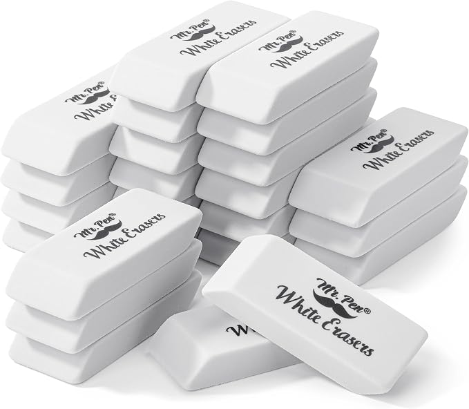 Mr. Pen- White Pencil Eraser, 24 Pack