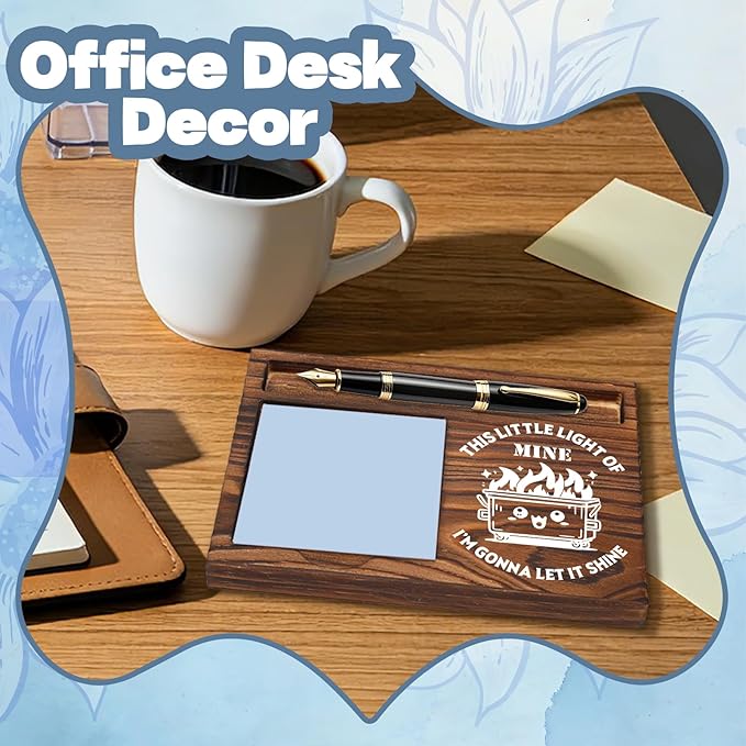 FOUGSTA Funny Office Gifts for Work Bestise, Gag Office Present for Bestise, Decor Gifts for Work Friend,Wooden Notepad Pen Holder With Funny Quotes,16.5 x 12 x 1.5 cm,XXN15
