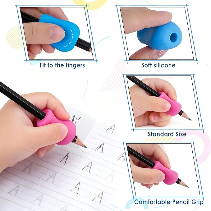 7 Pack Left-Handed Pencil Grips, Ergonomic Lefty Writing Training Aid for Kids, Preschoolers, Adults & Special Needs, Soft Silicone Pencil Holder for Handwriting Correction
