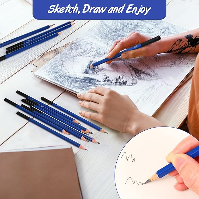 Humyoun 180 Pcs Graphite Sketch Pencil Set (8b - 5h) Professional Drawing Pencils Graphite Charcoal Gift Bulk for Beginners and Artists Art Sketching Supplies