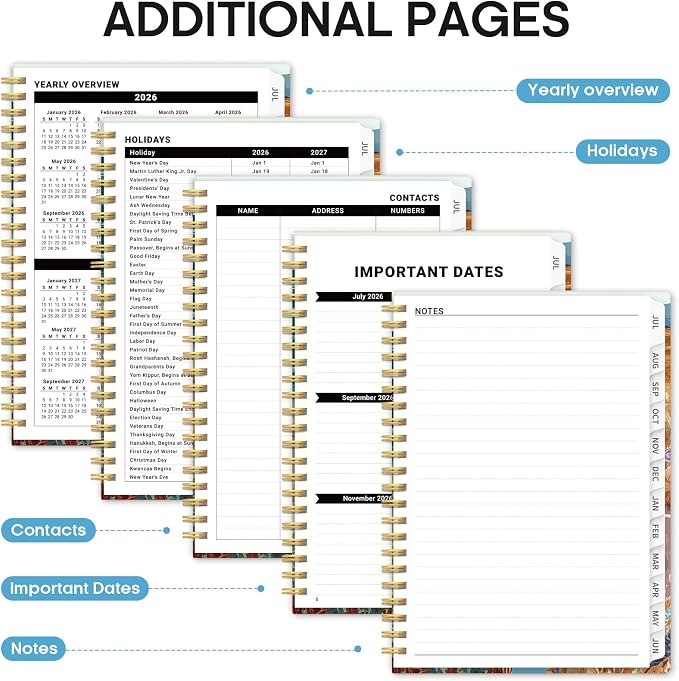 Planner 2026–2027, Weekly & Monthly Academic Organizer for School Year, Jul 2026–Jun 2027, Hardcover Planner with Tabs, Back to School Essential, 6.3" x 8.5", Coastal Van