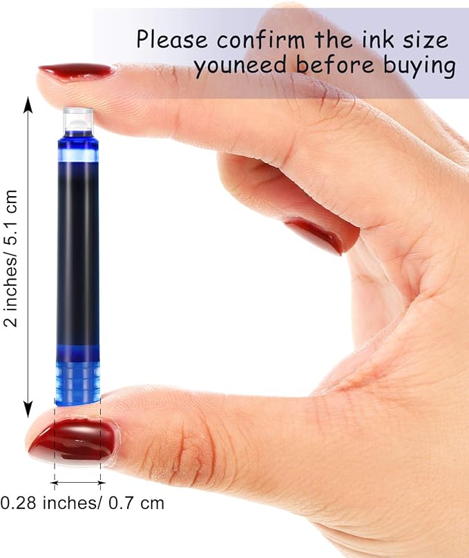 60 Pieces Fountain Pen Ink Pen Ink Cartridges Fountain Pen Refill Short Cartridges with 3.4 mm Bore Diameter for Calligraphy Pen and Fine Writing 2 x 0.28 Inch/ 5.1 x 0.7 cm (Black)
