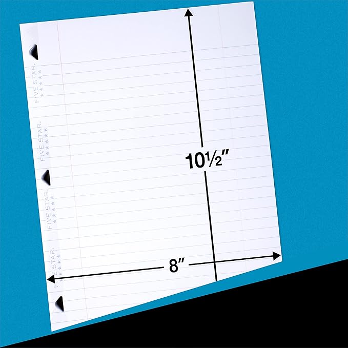 Five Star Loose Leaf Paper, 3 Pack, Notebook Paper, Wide Ruled Filler Paper, Reinforced, 8 x 10.5, 100 Sheets per Pack (38033)