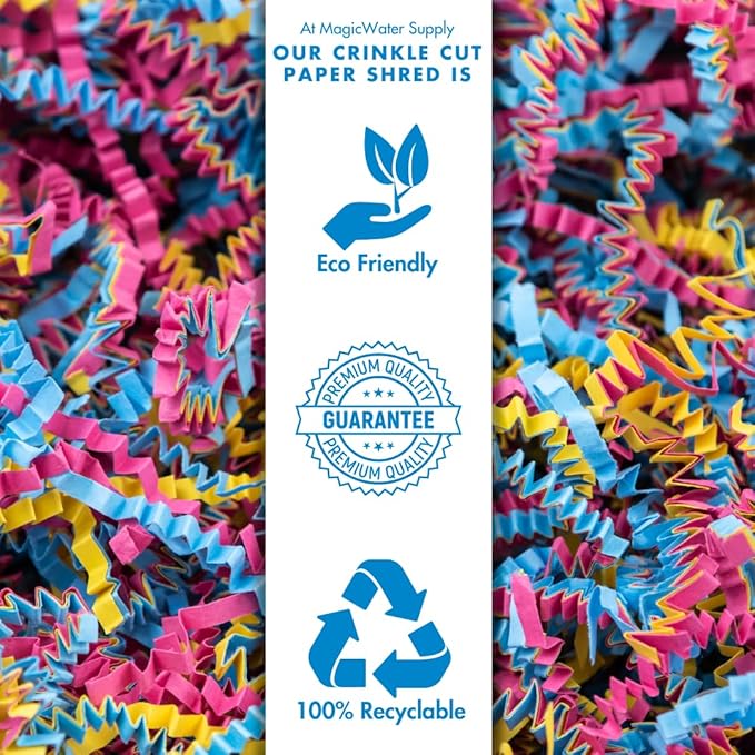MagicWater Crinkle Cut Paper for Gift Baskets - 2LB - Fiesta Blend - Perfect for Shredded Paper Filler, Basket Filler, Gift Boxes, Bridesmaid Gifts, Christmas Stuffers & More – Ideal for All Occasions