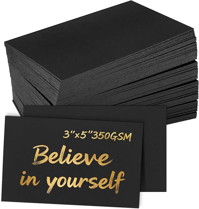 Bercoor 300 Pieces Blank 3 x 5 Inch Index Cards, Heavy Note Cards Study Cards for Office, School Learning, Black