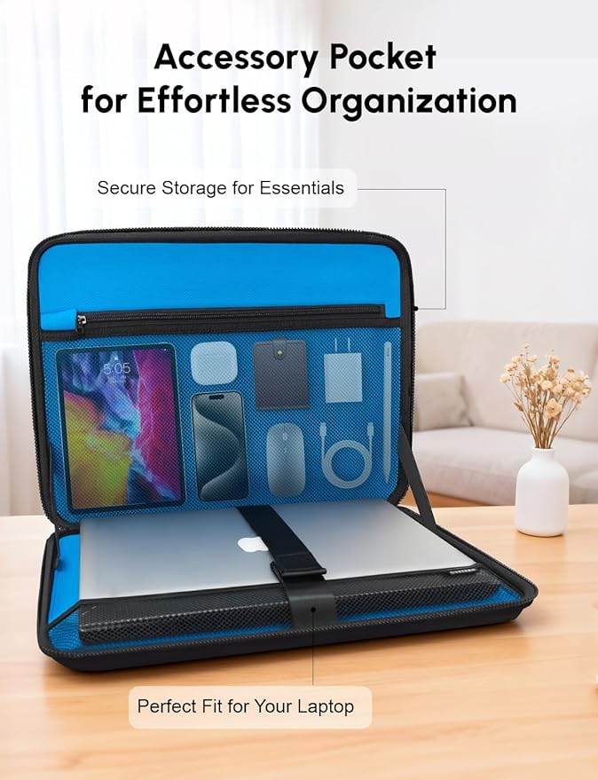 DOMISO 13.3 inch Laptop Sleeve Shoulder Bag Shockproof Waterproof Computer Bag EVA Protective Carrying Case Handbag for 13-13.3" Notebooks/13 MacBook Air/Pro Retina/Dell XPS 13/Samsung/HP, Black
