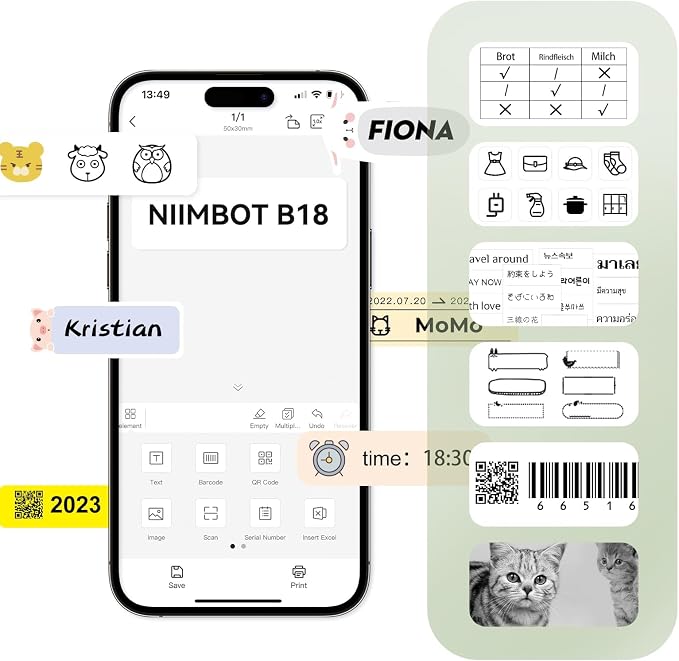 NIIMBOT Thermal Transfer Labels 0.55''x1.18'' for N1(B18) Label Maker | 14mmx30mm, 190 Labels/Roll, PET Material, Waterproof and High-Temperature Resistance, Long Storage Time, White