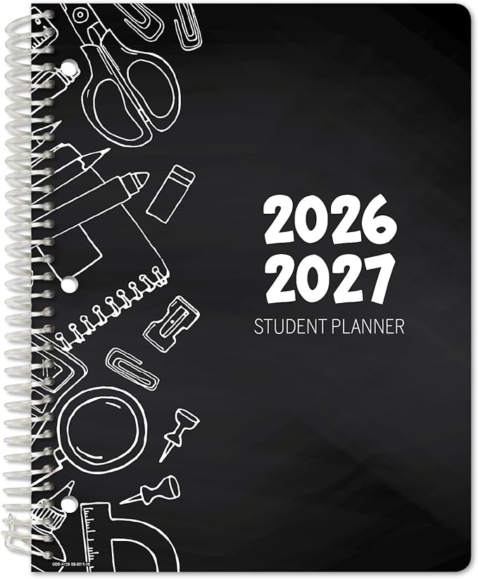 Global Datebooks 2026-2027 Middle & High School Student Planner 8.5" x 11" - Dated Weekly & Monthly Academic Planner with Ruler/Bookmark & Stickers, Ideal for Homework, Block Style, Doodles