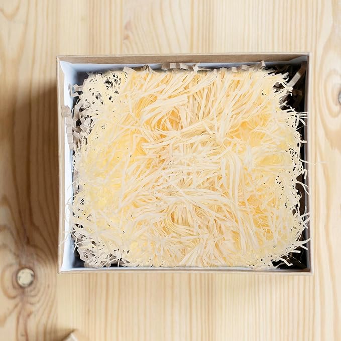 GETAJGHSD Natural Raffia Paper Shred Filler for Boxes 100g Pack, Ivory Crinkle Shredded Tissue Paper for Basket Packaging and Party Decoration Supplies