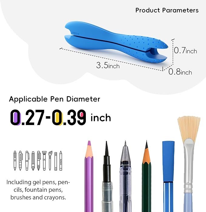 6-Pack Medium Pencil Grips for Kids,Teens,Adults,Comfortable Silicone Holders for Writing &Drawing,Anti-Slip Texture,Dual-Head Design for Left/Right-Handed Use,Improves Grip Control (Assorted Colors)