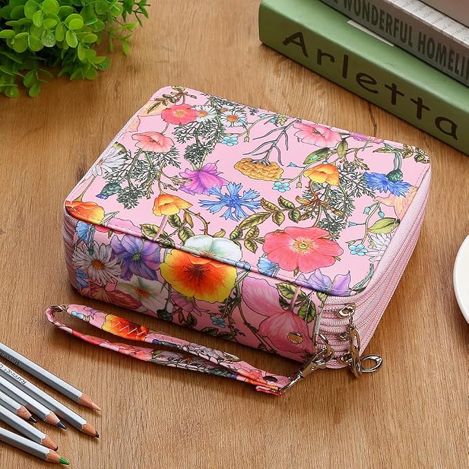72 Slots Pencil Case Organizer w/Removal Handle Strap | 3-Layer Zipped Pencils Box Large for Colored Pencils Watercolor Pencils for Office and Travel for Artist