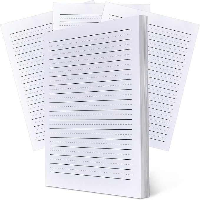 Yeaqee 120 Sheets Raised Ruled Paper Portrait Handwriting Paper Kindergarten for Kids Teachers Sensory with Line, 8.3 x 11.2 Inch White