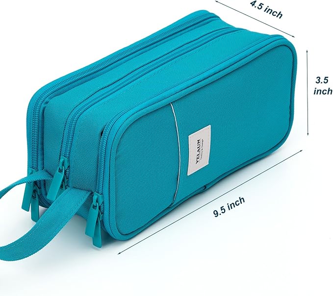Pencil Case Pouch, Large Capacity Pencil Box Bag, Aesthetic Pen Organizer for School Supplies, Cute Preppy Stuff for Girls Boys Kids, Back to College Stationery, Teal